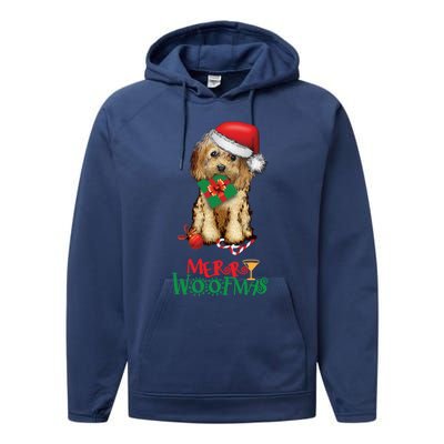 Christmas Cockapoo Cavapoo Doodle Santa Merry Woofmas Gift Performance Fleece Hoodie