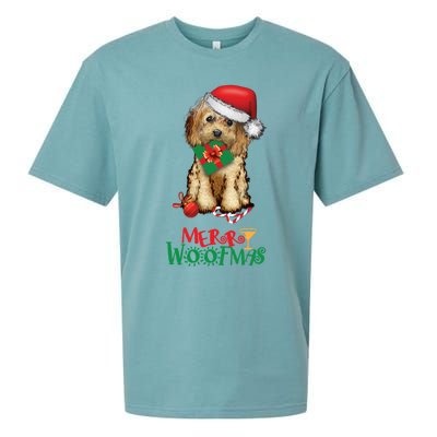 Christmas Cockapoo Cavapoo Doodle Santa Merry Woofmas Gift Sueded Cloud Jersey T-Shirt