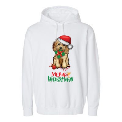 Christmas Cockapoo Cavapoo Doodle Santa Merry Woofmas Gift Garment-Dyed Fleece Hoodie