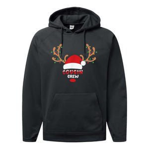 Cousin Crew Christmas Reindeer Santa Hat Matching Pajama Performance Fleece Hoodie