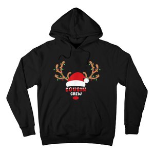 Cousin Crew Christmas Reindeer Santa Hat Matching Pajama Hoodie