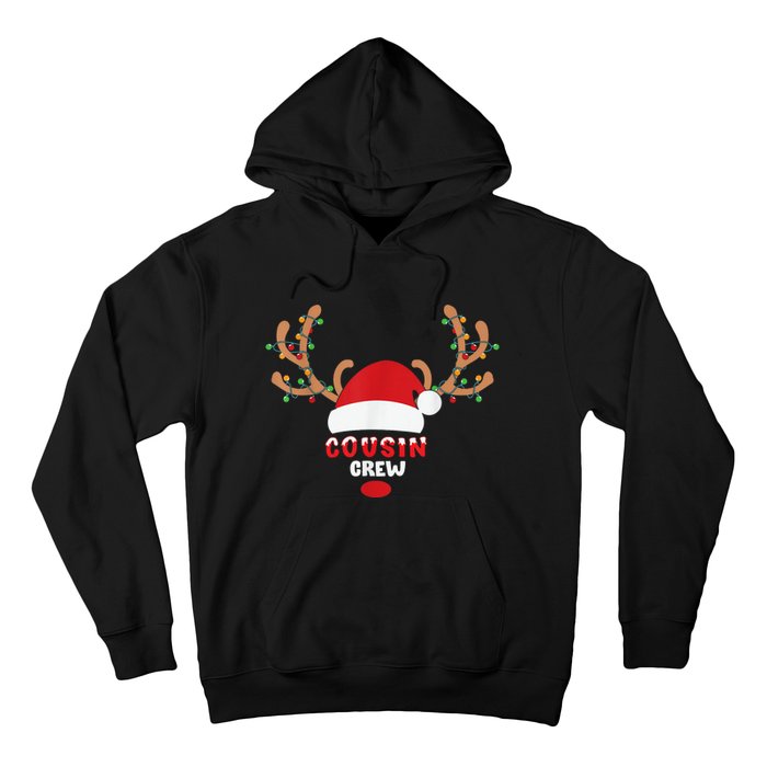 Cousin Crew Christmas Reindeer Santa Hat Matching Pajama Hoodie