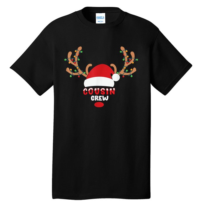 Cousin Crew Christmas Reindeer Santa Hat Matching Pajama Tall T-Shirt