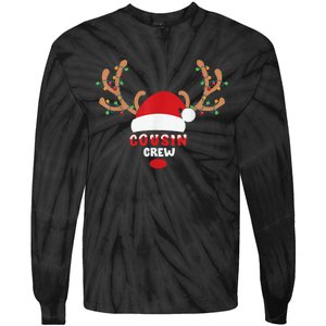 Cousin Crew Christmas Reindeer Santa Hat Matching Pajama Tie-Dye Long Sleeve Shirt