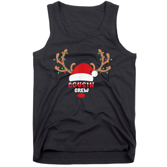 Cousin Crew Christmas Reindeer Santa Hat Matching Pajama Tank Top