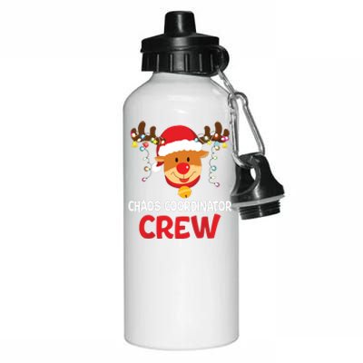 Chaos Coordinator Crew Reindeer Santa Hat Christmas Lights Aluminum Water Bottle 