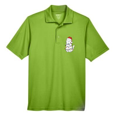 Cute Cat Christmascat Lover Gift For Christmas Men's Origin Performance Pique Polo