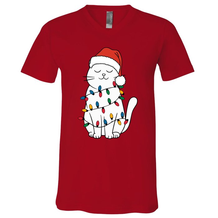 Cute Cat Christmascat Lover Gift For Christmas V-Neck T-Shirt