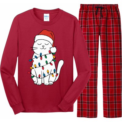 Cute Cat Christmascat Lover Gift For Christmas Long Sleeve Pajama Set