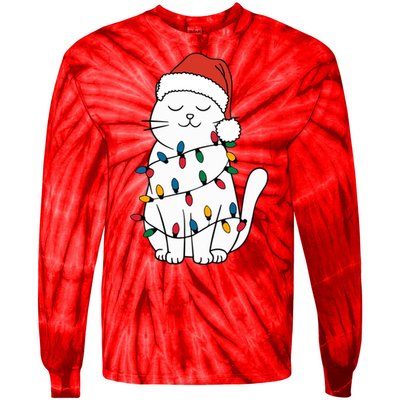 Cute Cat Christmascat Lover Gift For Christmas Tie-Dye Long Sleeve Shirt