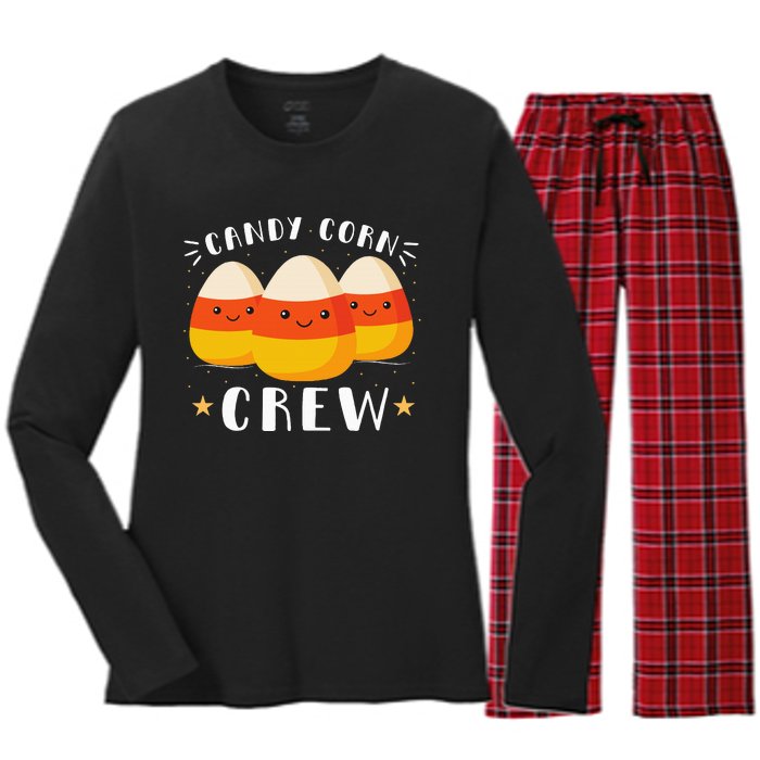 Candy Corn Crew Halloween Costume Friends Women's Long Sleeve Flannel Pajama Set 