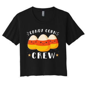 Candy Corn Crew Halloween Costume Friends Women's Crop Top Tee