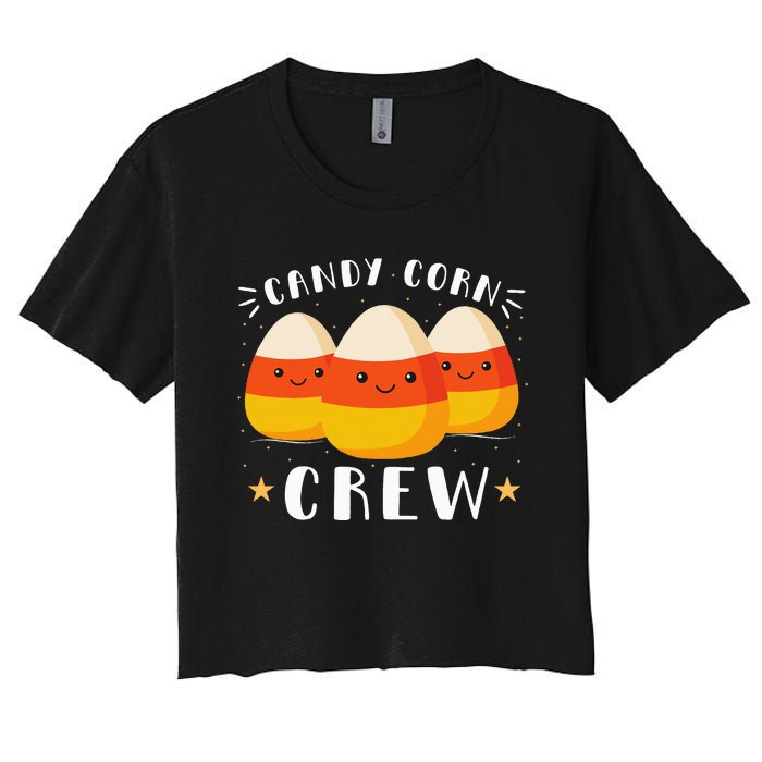 Candy Corn Crew Halloween Costume Friends Women's Crop Top Tee