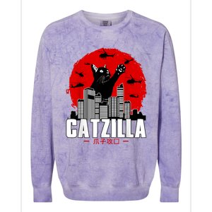 Catzilla Cute Cat Stuff For Cat Lover Cat Mom Cat Dad Colorblast Crewneck Sweatshirt