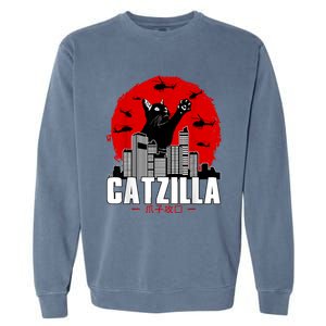 Catzilla Cute Cat Stuff For Cat Lover Cat Mom Cat Dad Garment-Dyed Sweatshirt