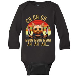 Ch Ch Ch Meow Meow Ah Ah Ah Funny Scary Friday Cat Costume Baby Long Sleeve Bodysuit