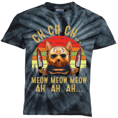 Ch Ch Ch Meow Meow Ah Ah Ah Funny Scary Friday Cat Costume Kids Tie-Dye T-Shirt