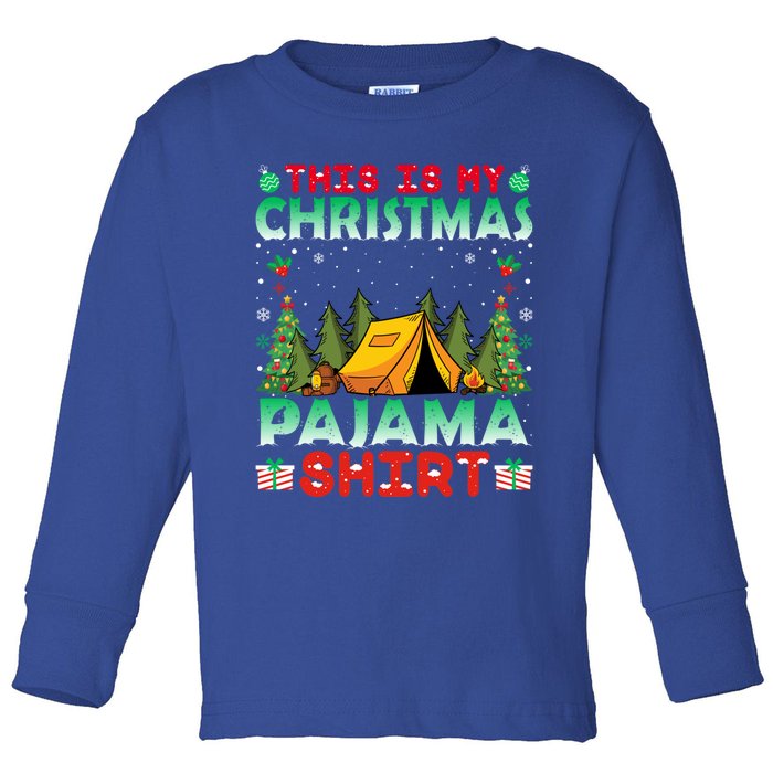 Camping Camper Christmas Pajama Gift Christmas Holiday Gift Toddler Long Sleeve Shirt