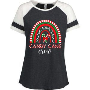 Candy Cane Crew Rainbow Candy Christmas Enza Ladies Jersey Colorblock Tee