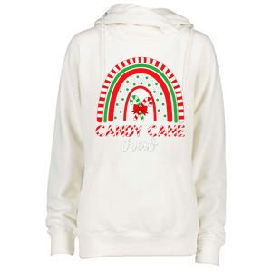 Candy Cane Crew Rainbow Candy Christmas Womens Funnel Neck Pullover Hood