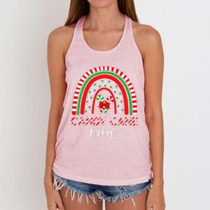 Candy Cane Crew Rainbow Candy Christmas Women's Knotted Racerback Tank