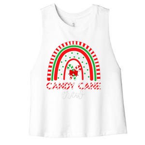 Candy Cane Crew Rainbow Candy Christmas Women's Racerback Cropped Tank