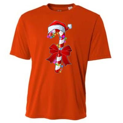 Cute Christmas Candy Cane Cooling Performance Crew T-Shirt