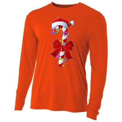 Cute Christmas Candy Cane Cooling Performance Long Sleeve Crew