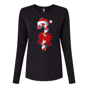 Cute Christmas Candy Cane Womens Cotton Relaxed Long Sleeve T-Shirt