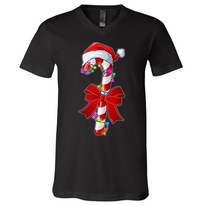 Cute Christmas Candy Cane V-Neck T-Shirt