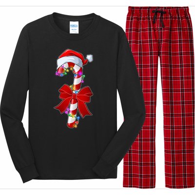 Cute Christmas Candy Cane Long Sleeve Pajama Set