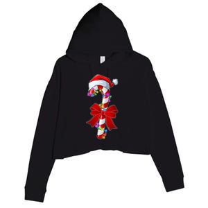 Cute Christmas Candy Cane Crop Fleece Hoodie