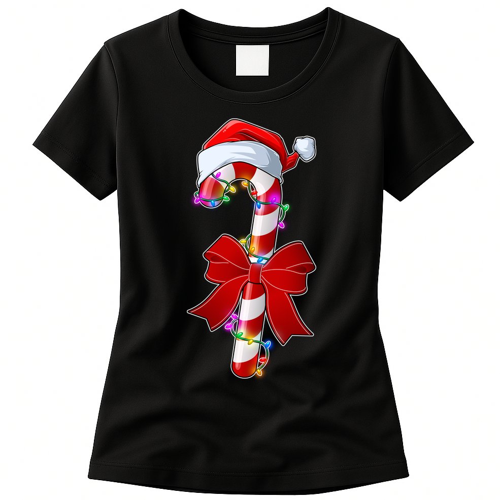 Cute Christmas Candy Cane Womens T-Shirt