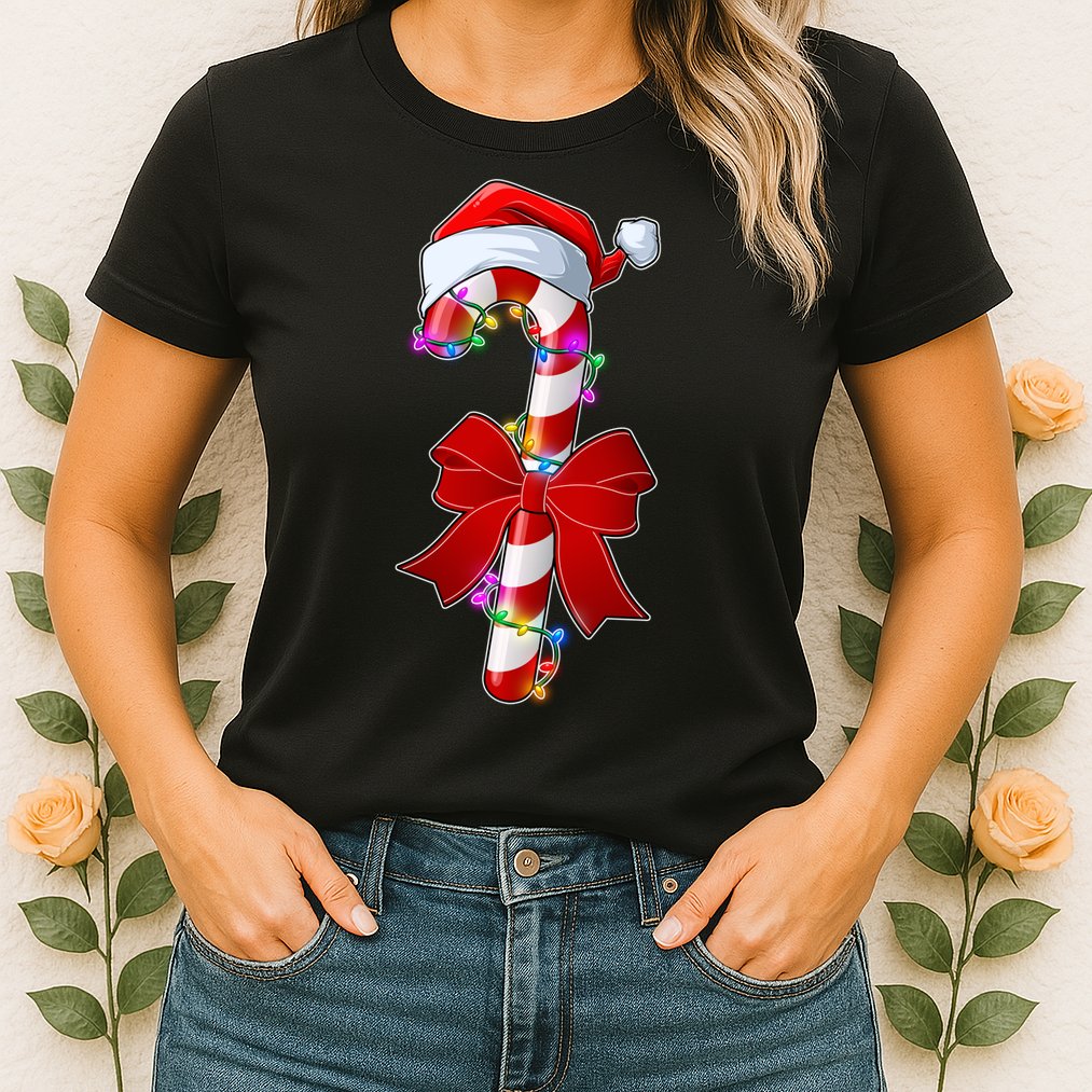 Cute Christmas Candy Cane Womens T-Shirt
