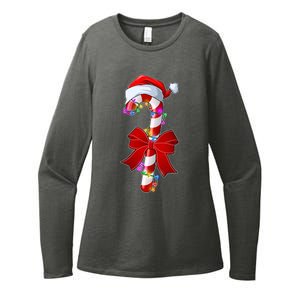 Cute Christmas Candy Cane Womens CVC Long Sleeve Shirt