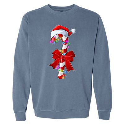 Cute Christmas Candy Cane Garment-Dyed Sweatshirt