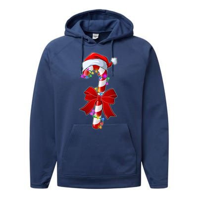 Cute Christmas Candy Cane Performance Fleece Hoodie