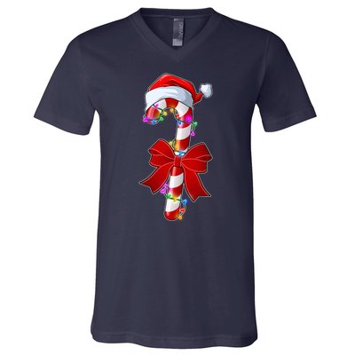 Cute Christmas Candy Cane V-Neck T-Shirt