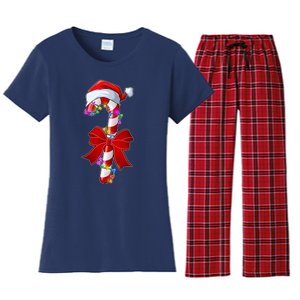 Cute Christmas Candy Cane Women's Flannel Pajama Set