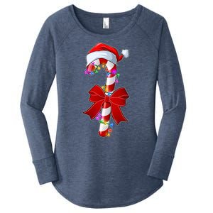 Cute Christmas Candy Cane Women's Perfect Tri Tunic Long Sleeve Shirt