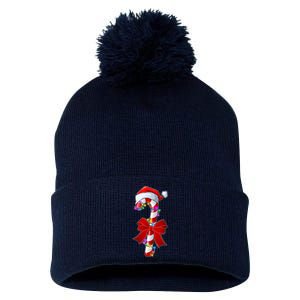 Cute Christmas Candy Cane Pom Pom 12in Knit Beanie