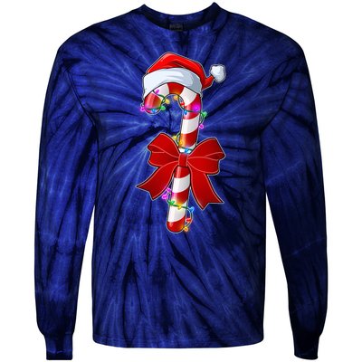 Cute Christmas Candy Cane Tie-Dye Long Sleeve Shirt