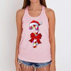 Cute Christmas Candy Cane Women's Knotted Racerback Tank