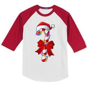 Cute Christmas Candy Cane Kids Colorblock Raglan Jersey