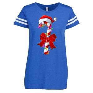 Cute Christmas Candy Cane Enza Ladies Jersey Football T-Shirt