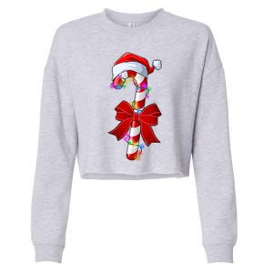 Cute Christmas Candy Cane Cropped Pullover Crew