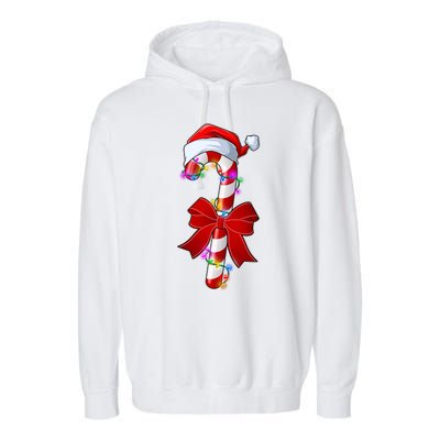 Cute Christmas Candy Cane Garment-Dyed Fleece Hoodie