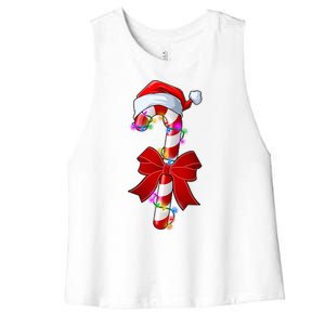 Cute Christmas Candy Cane Women's Racerback Cropped Tank