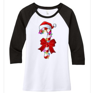 Cute Christmas Candy Cane Women's Tri-Blend 3/4-Sleeve Raglan Shirt