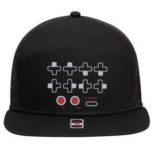 Cheat Code Contra Password Retro Game Gamer Gaming 7 Panel Mesh Trucker Snapback Hat